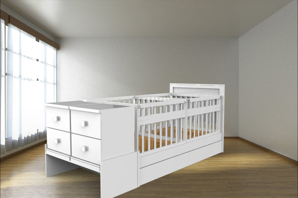 Cama cuna G650 gemelar con cama canguro y burós