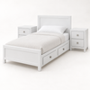 Cama-Cuna Contemporánea blanca convertida en cama individual con dos burós removibles y cajones laterales integrados