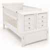Cama Cuna Lugano convertible de Bebelandia en acabado blanco con dos burós y seis cajones