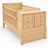Cama Cuna Lugano convertible de Bebelandia en acabado natural con dos burós y seis cajones