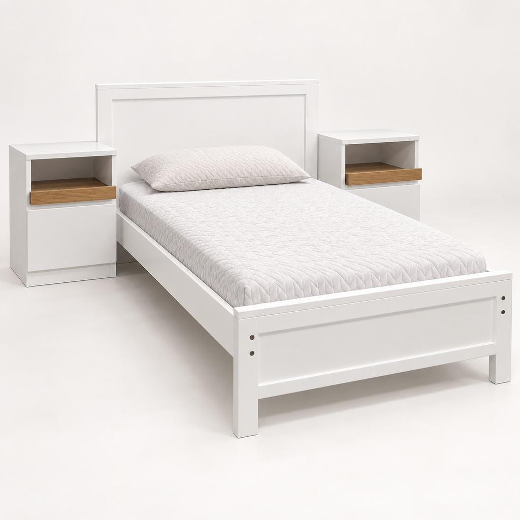 Cama Cuna Oslo convertida en cama individual con dos burós desmontables