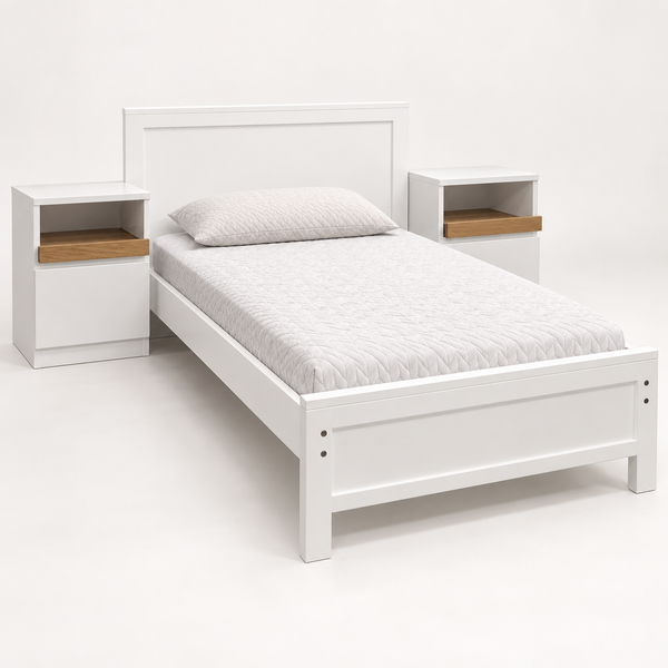 Cama Cuna Oslo convertida en cama individual con dos burós desmontables