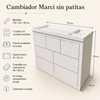 Cambiador Marci sin patitas con siete cajones, charola removible y medidas de 110 × 43 × 90 cm