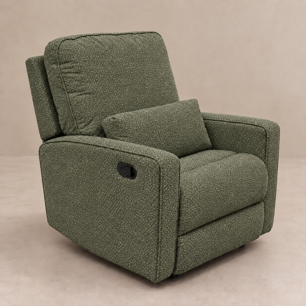 Sillón Reclinable Milán verde oliva con reposapiés integrado cerrado
