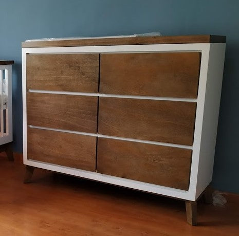 Cambiador Marci con patas | Mueble de madera con 6 cajones amplios