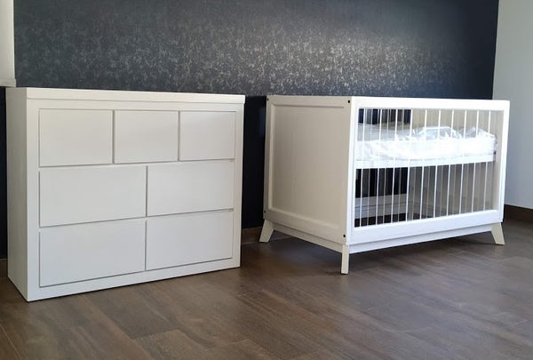 Paquete de cuna y cambiador de madera, para bebés, en color blanco