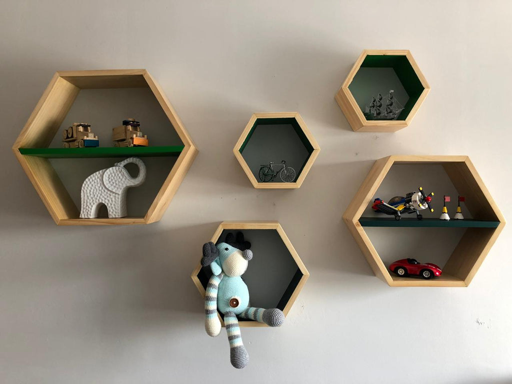 Repisas hexagonales de madera para habitación infantil, vista adicional